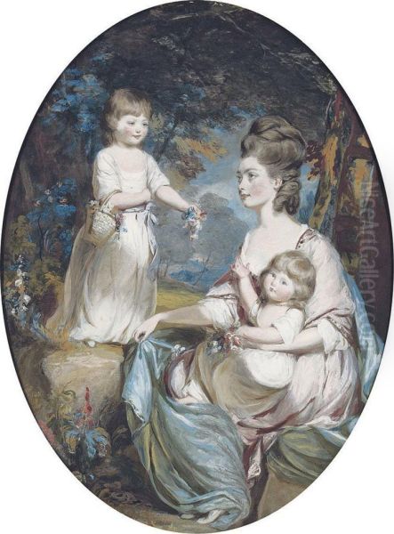 Group Portrait Of Emma, Countess Of Tankerville Oil Painting by Daniel Gardner