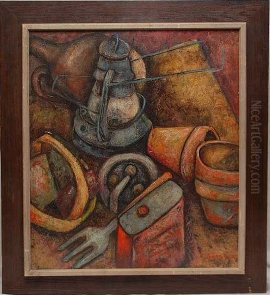 Abstract Table Setting Oil Painting by Fred Gardner