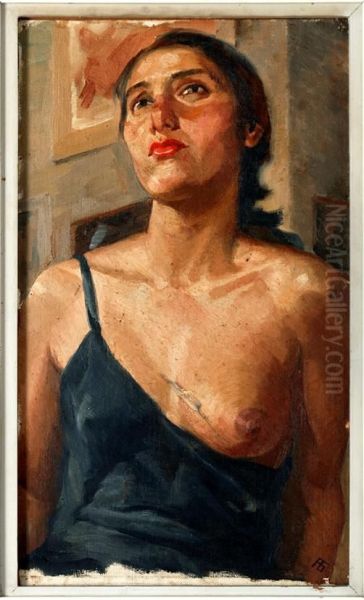 Estudio De Mujer (hombro Descubierto) Oil Painting by Alberto Garduno