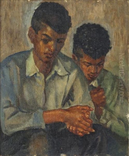 Los Hermanos Oil Painting by Alberto Garduno