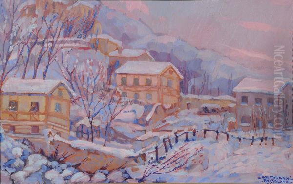 Rossiglione Sotto La Neve Oil Painting by Alfredo Ubaldo Gargani