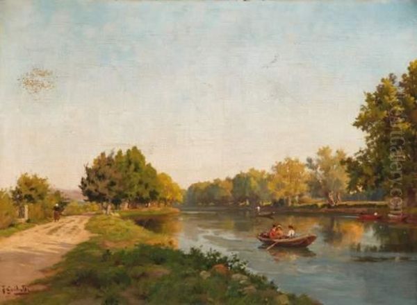 Les Bords De La Sorgue Oil Painting by Joseph Garibaldi