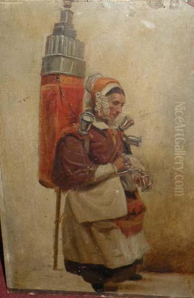 La Vendeuse Ambulante De Limonade Oil Painting by Paul Cesaire Gariot