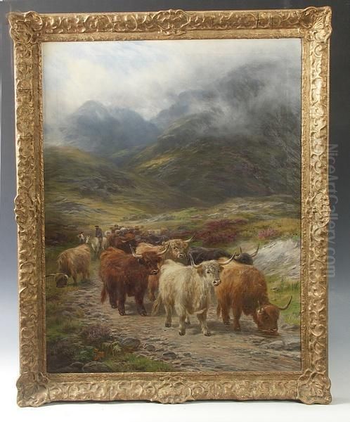 Highland Drove In Glencoe Oil Painting by H. Garland