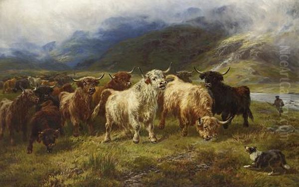 Collecting Highland Cattle Oil Painting by Henry Garland