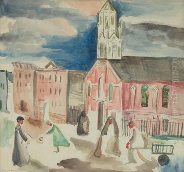 Town Church Oil Painting by Leon Garland