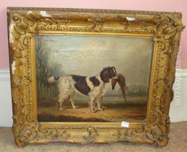 Spaniel And Pheasant Oil Painting by William Garland