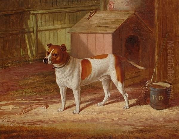 'boxer': A Terrier Outside His Kennel Oil Painting by William Garland