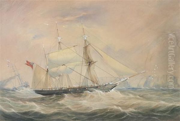 Ship At Sea Oil Painting by Frederick Garling