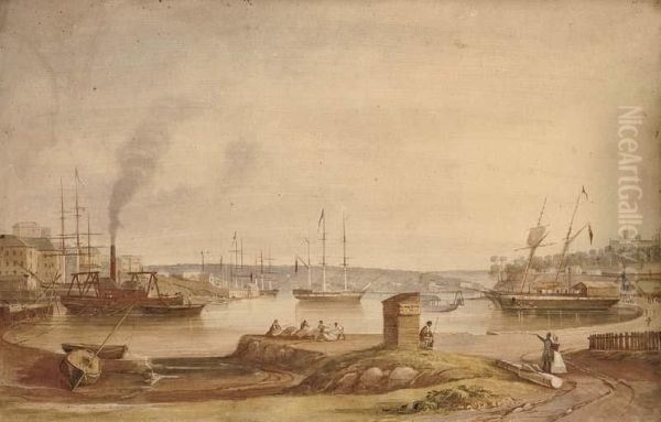 Sydney Cove From The New Circular Quay Looking North Oil Painting by Frederick Garling