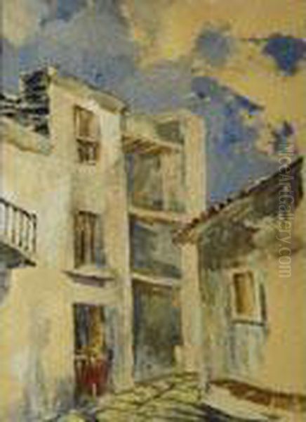 Calle De Pueblo Oil Painting by Jose Garnelo Y Alda