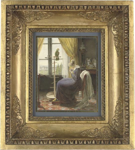 A Watchful Eye Oil Painting by Auguste Simon Garneray