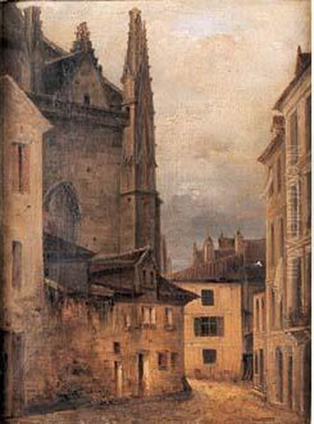 Vue D'une Ville De Province Oil Painting by Hippolyte Garneray