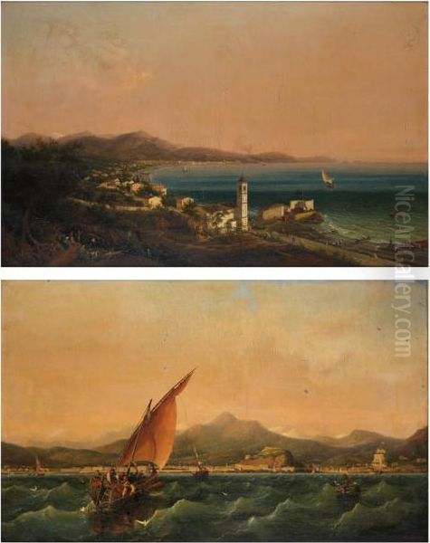 Vue De Nice Oil Painting by Ambroise-Louis Garneray