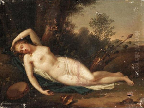 Bacchante Resting In A Landscape Oil Painting by Etienne Barthelemy Garnier