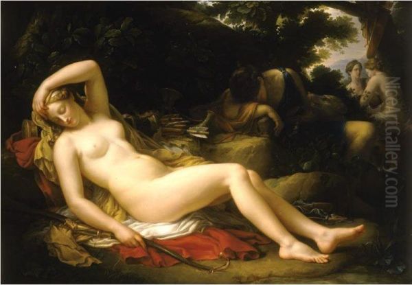 Diana And Her Nymphs Oil Painting by Etienne Barthelemy Garnier