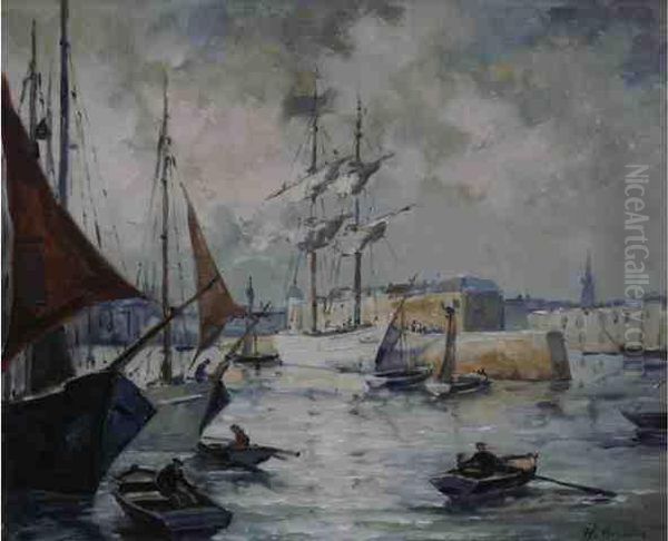 Marine A Nantes Oil Painting by Hippolyte Garnier