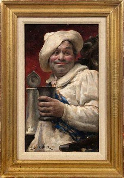 Zechender Pierrot Oil Painting by Jules Garnier