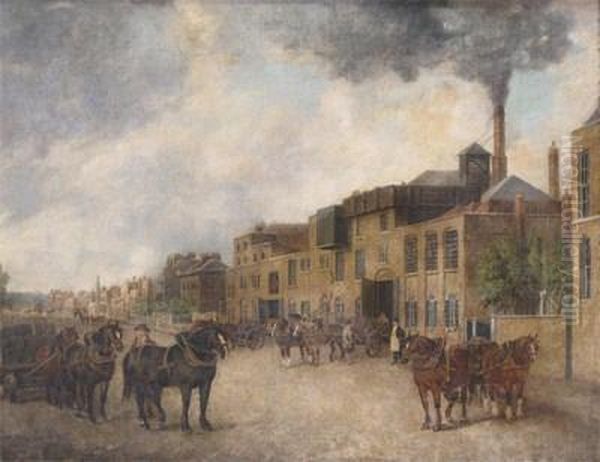 Highbury Brewery, Hollowayroad, Islington Oil Painting by George Garrard