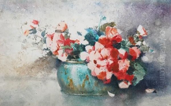 Geraniums Oil Painting by Tom Garrett