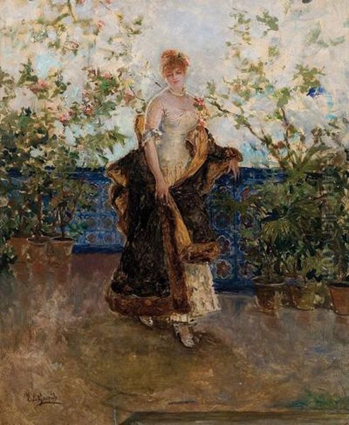 Dama En Un Jardin Oil Painting by Eduardo Leon Garrido