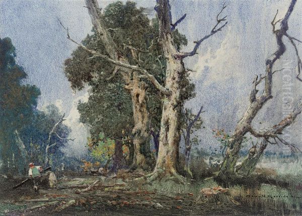 Timber Felling Oil Painting by Oswald Garside