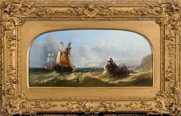 Shipping Off The Coast Oil Painting by William Garthwaite