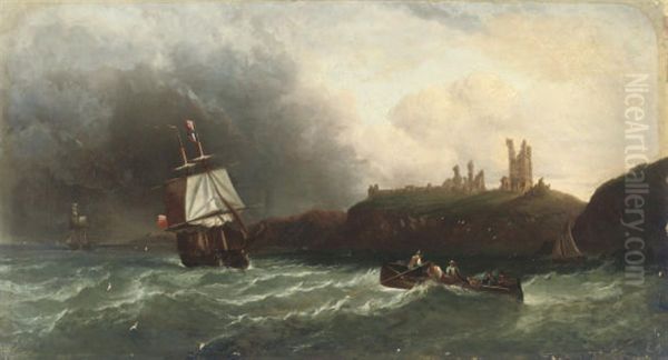 Tantallon Castle And North Berwick Law Oil Painting by William Garthwaite