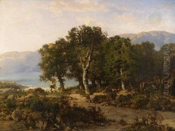 Italienische Landschaft. Oil Painting by Heinrich Gartner