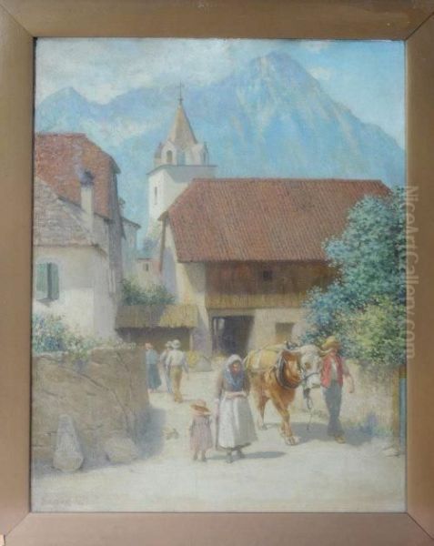 Noon Day In The Rhone Valley Oil Painting by Thomas Bowman Garvie