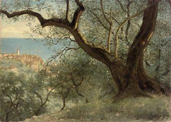 View Of Bordighera Oil Painting by Thomas Bowman Garvie