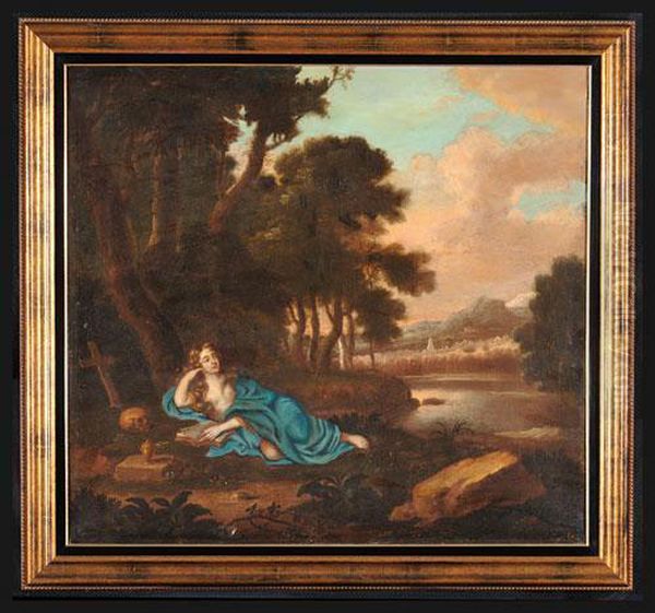 Maddalena Penitente Entro Paesaggio Oil Painting by Henri Gascard