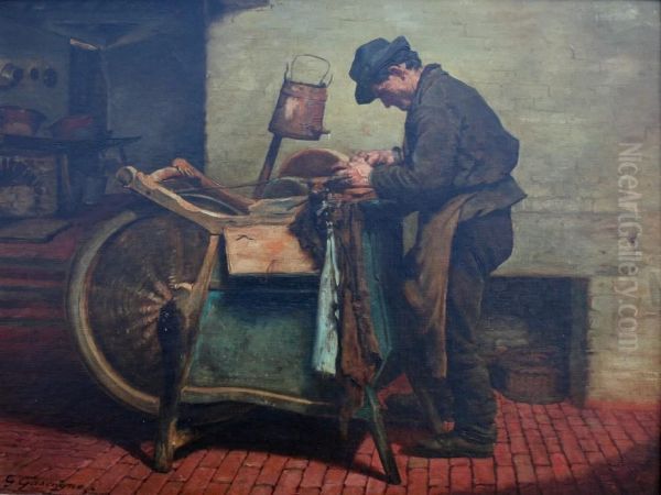 The Knife Grinder Oil Painting by George G. Bullock