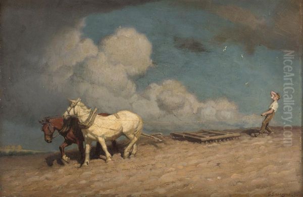 Wind And Storm Oil Painting by George G. Bullock