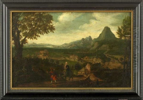 An Extensivelandscape With The Flight Into Egypt Oil Painting by Lucas van Valckenborch