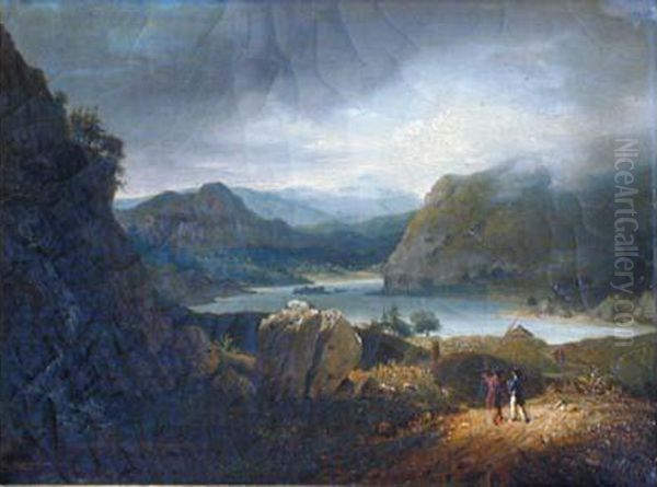  Vue Du Lac Lomond En Ecosse  Oil Painting by Jean Bruno Gassies