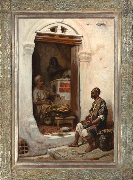 Preparing The Mumbar Oil Painting by J Gasson