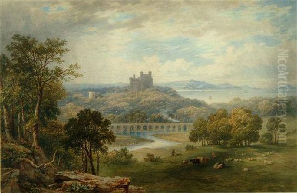 Penrhyn Castle Looking Towards Anglesey Oil Painting by Maria Gastineau