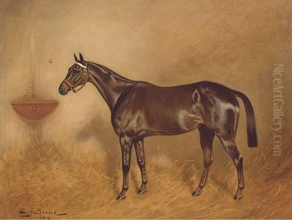 A Bay Hunter In Stable by Charles E. Gatehouse