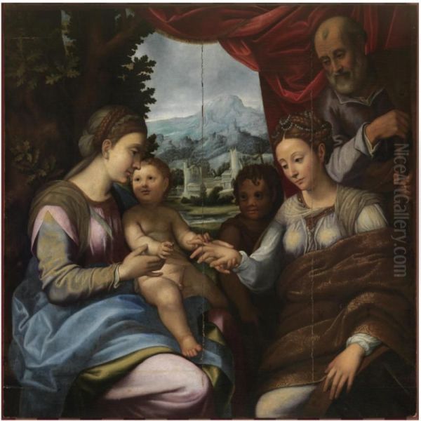 The Mystic Marriage Of St. Catherine Oil Painting by Bernardino Gatti, Il Sojaro