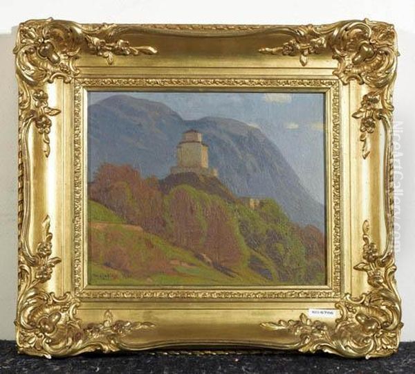 Berglandschaft Mit Turm. by Hermann Gattiker