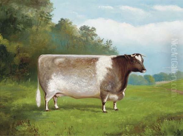 A Prize Cow Oil Painting by E.S. Gauci