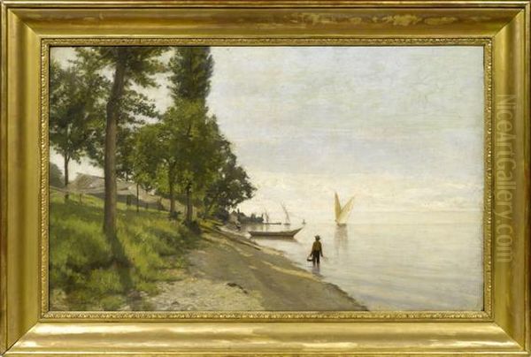 Vue Du Leman Oil Painting by Jules Gaud