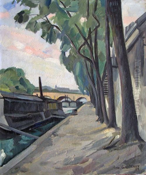 Les Berges De La Seine Oil Painting by Leon Gaudeaux