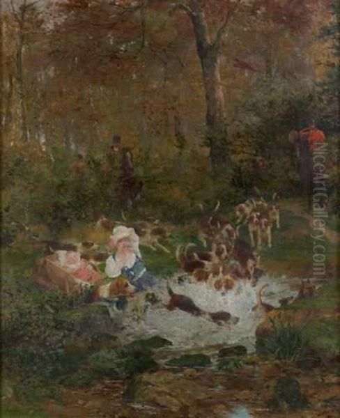 Scene De Chasse Oil Painting by Alphonse Gaudefroy