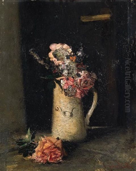 Vaso Con Fiori Oil Painting by Giuseppe Gaudenzi