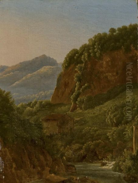 Paysage Rocheux Avec Une Riviere Oil Painting by Louis Gauffier