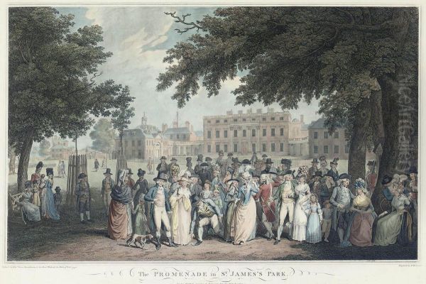 The Promenade In St. James's Park; And An Airing In Hyde Park Oil Painting by Thomas Gaugain