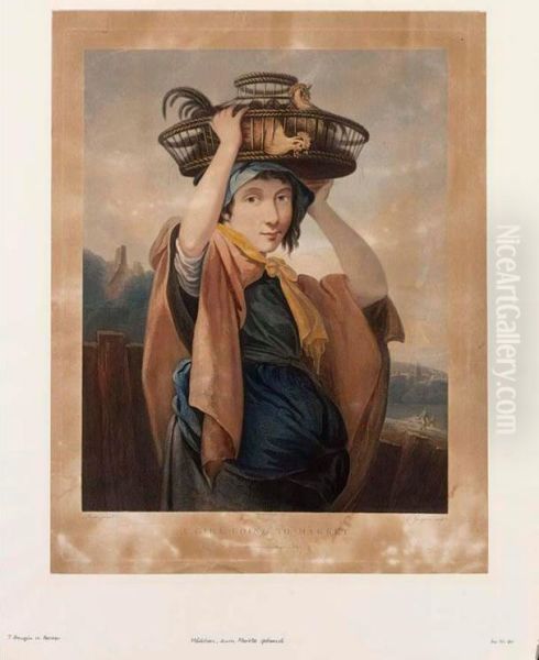 A Girl Going To Market Oil Painting by Thomas Gaugain