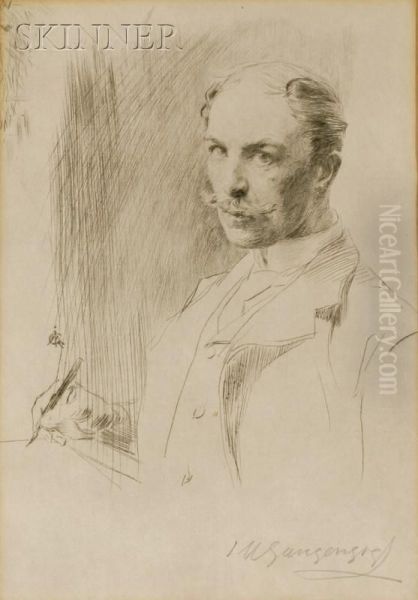 Self-portrait Of Artist Oil Painting by Ignaz Marcel Gaugengigl